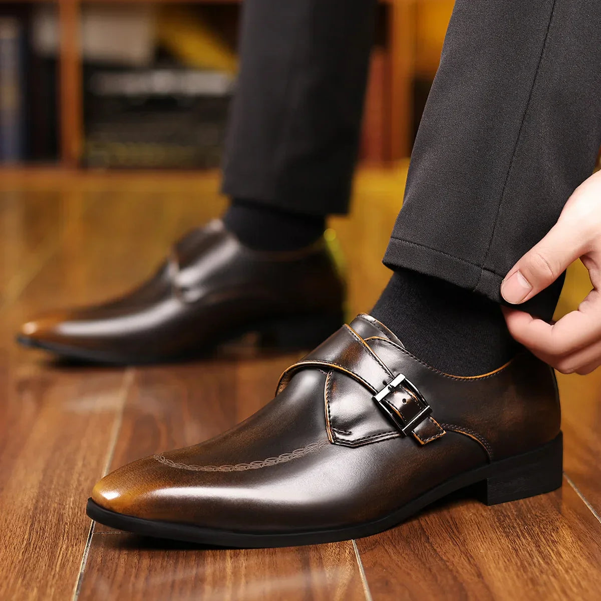 Atlas Leather Monk Strap Loafers