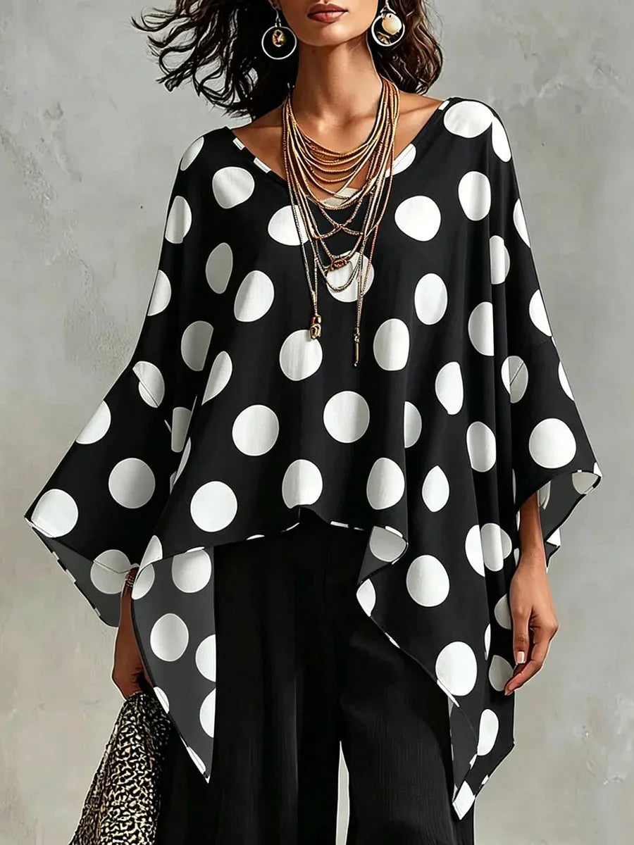 Ella Asymmetrical Polka Dot Blouse