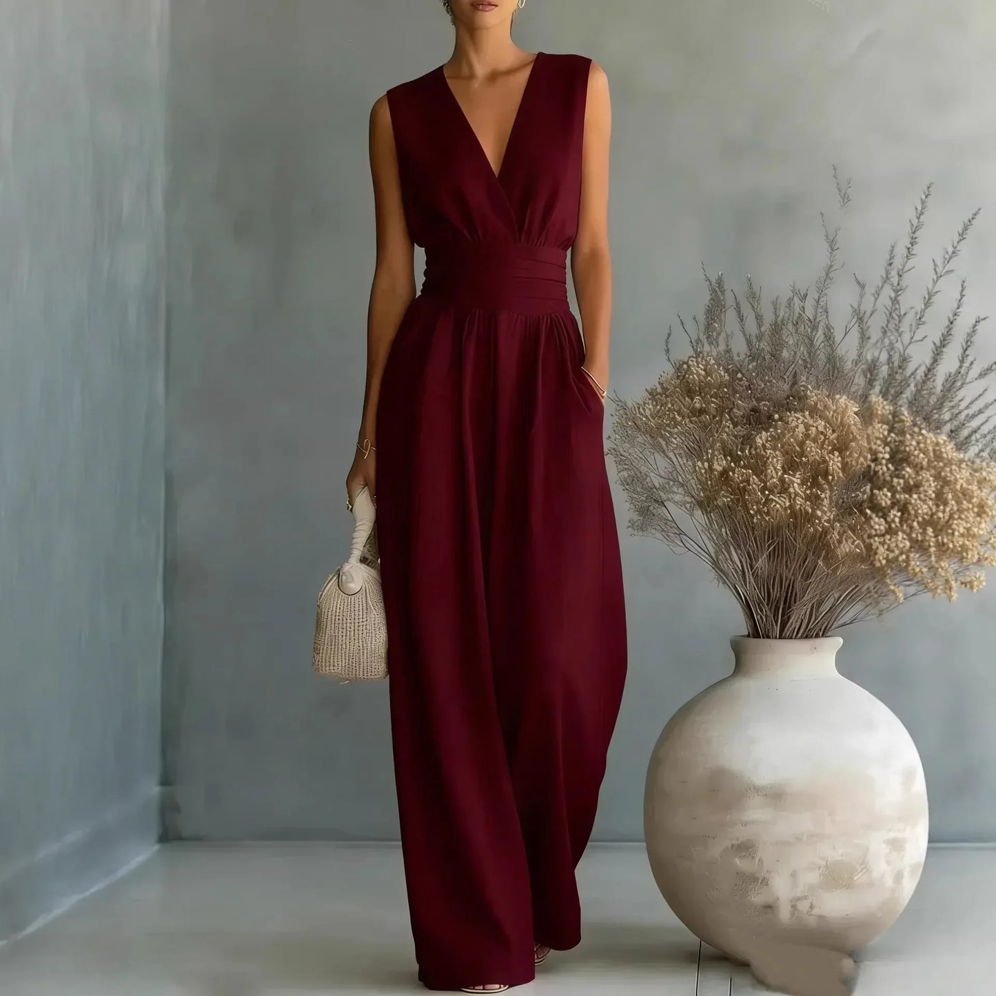 Alessia Sleeveless V Neck Jumpsuit