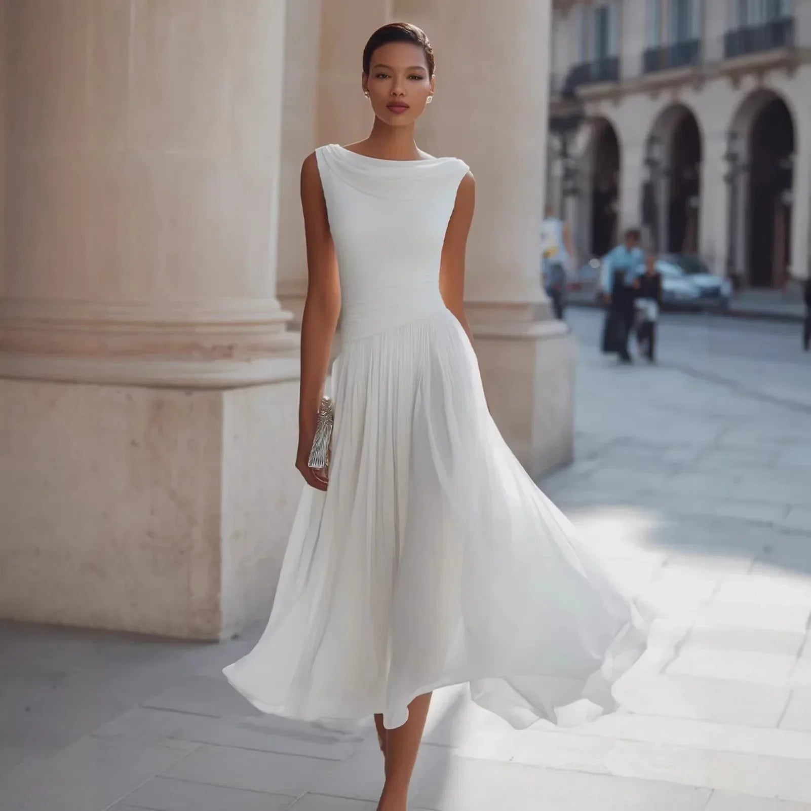 Brenda Flowing Pleated Midi Dress