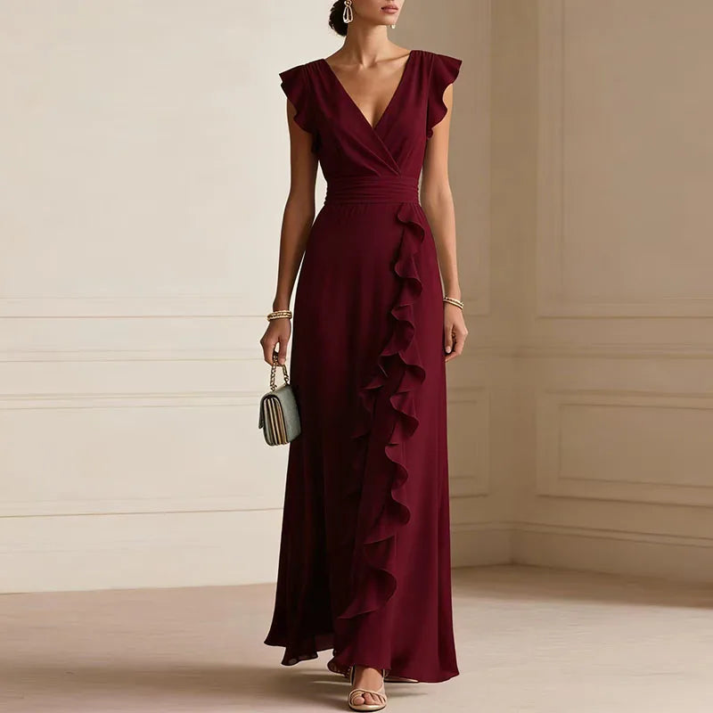 Camille Ruffle Trim Maxi Dress