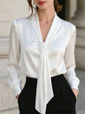 Keona Satin Tie Neck Blouse
