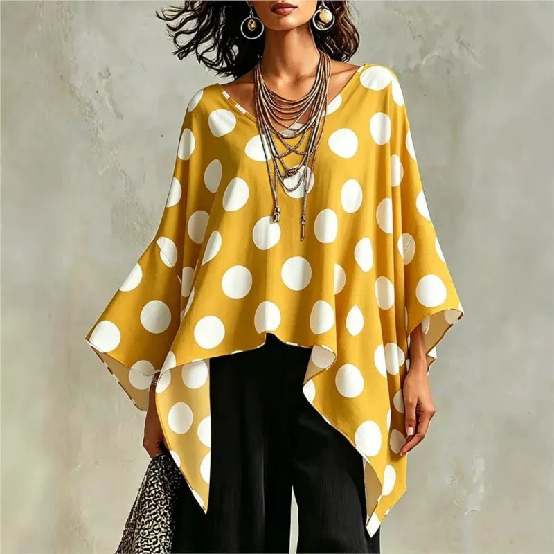 Ella Asymmetrical Polka Dot Blouse