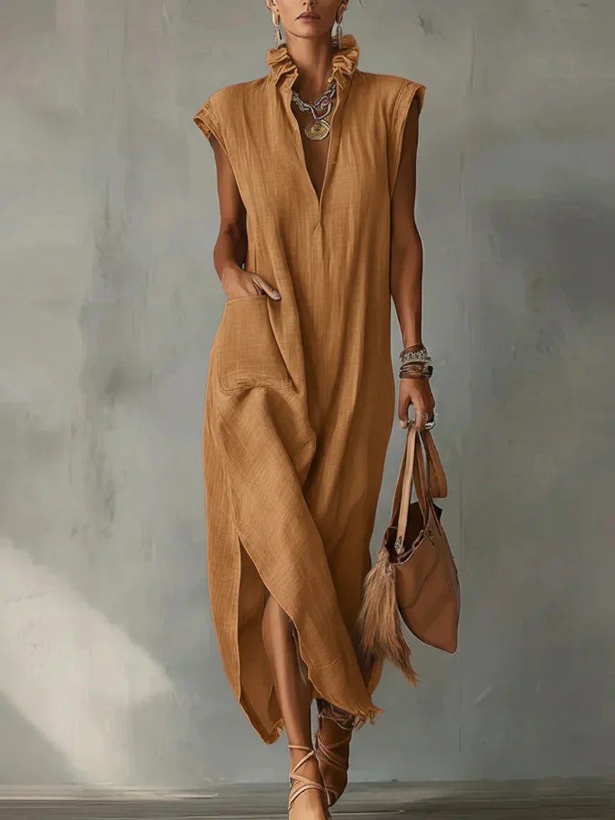 Amara Breathable Linen Midi Dress