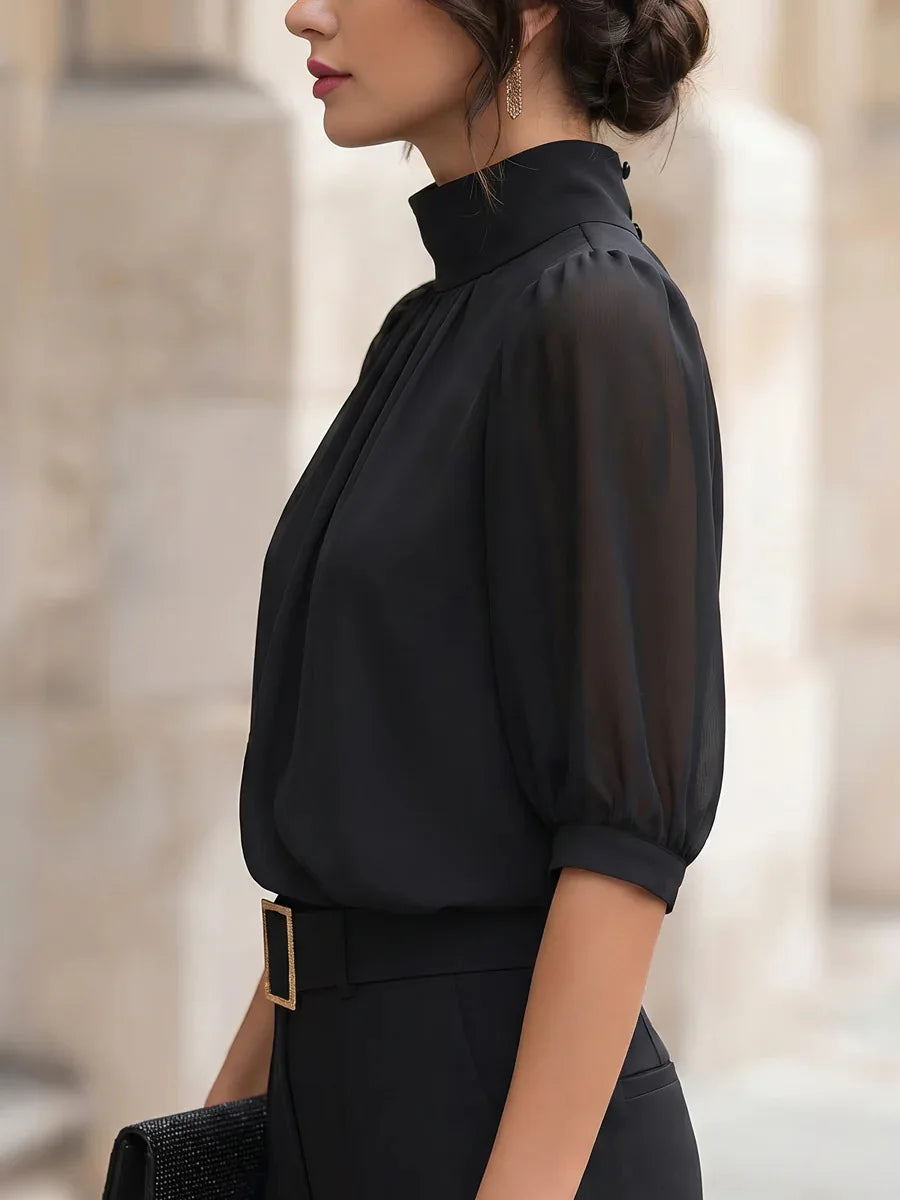 Olenna Pleated Chiffon Blouse
