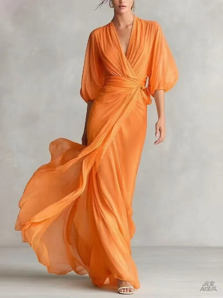 Catalina V Neck Chiffon Dress