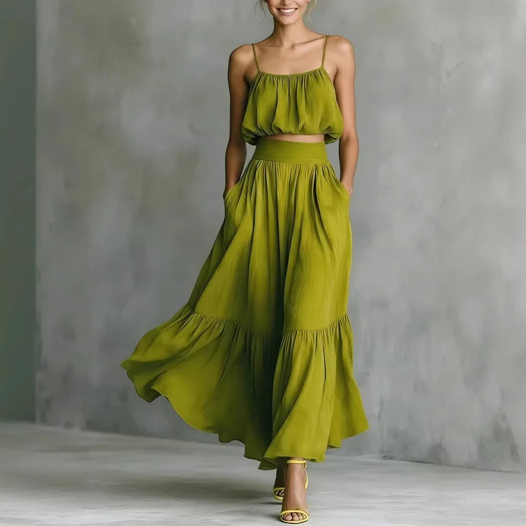 Elora Flowy Crop Top Skirt Set