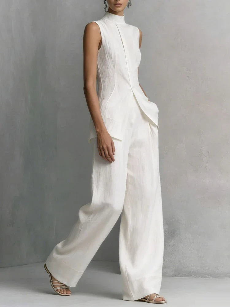 Avery Sleeveless Linen Pant Set