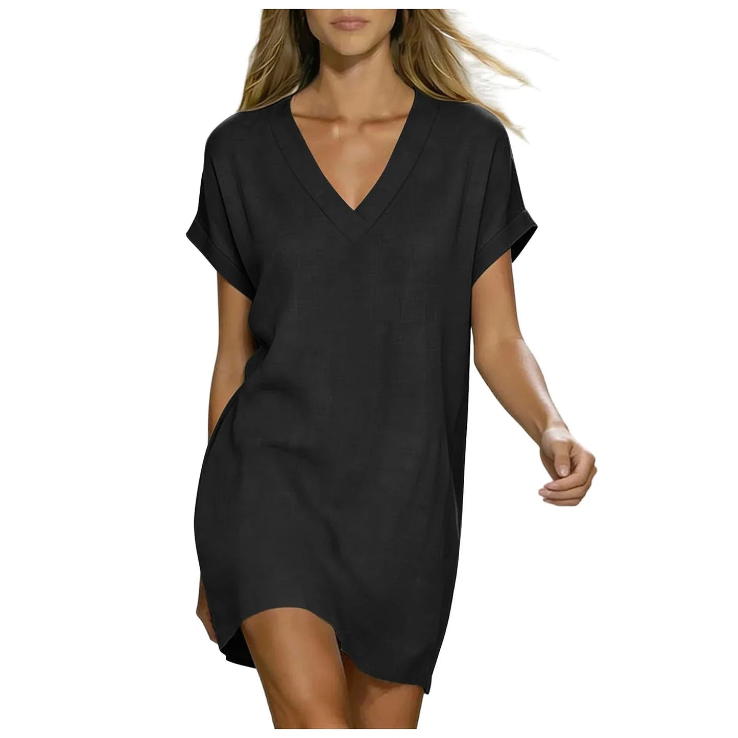 Margus V Neck Linen Shirt Dress