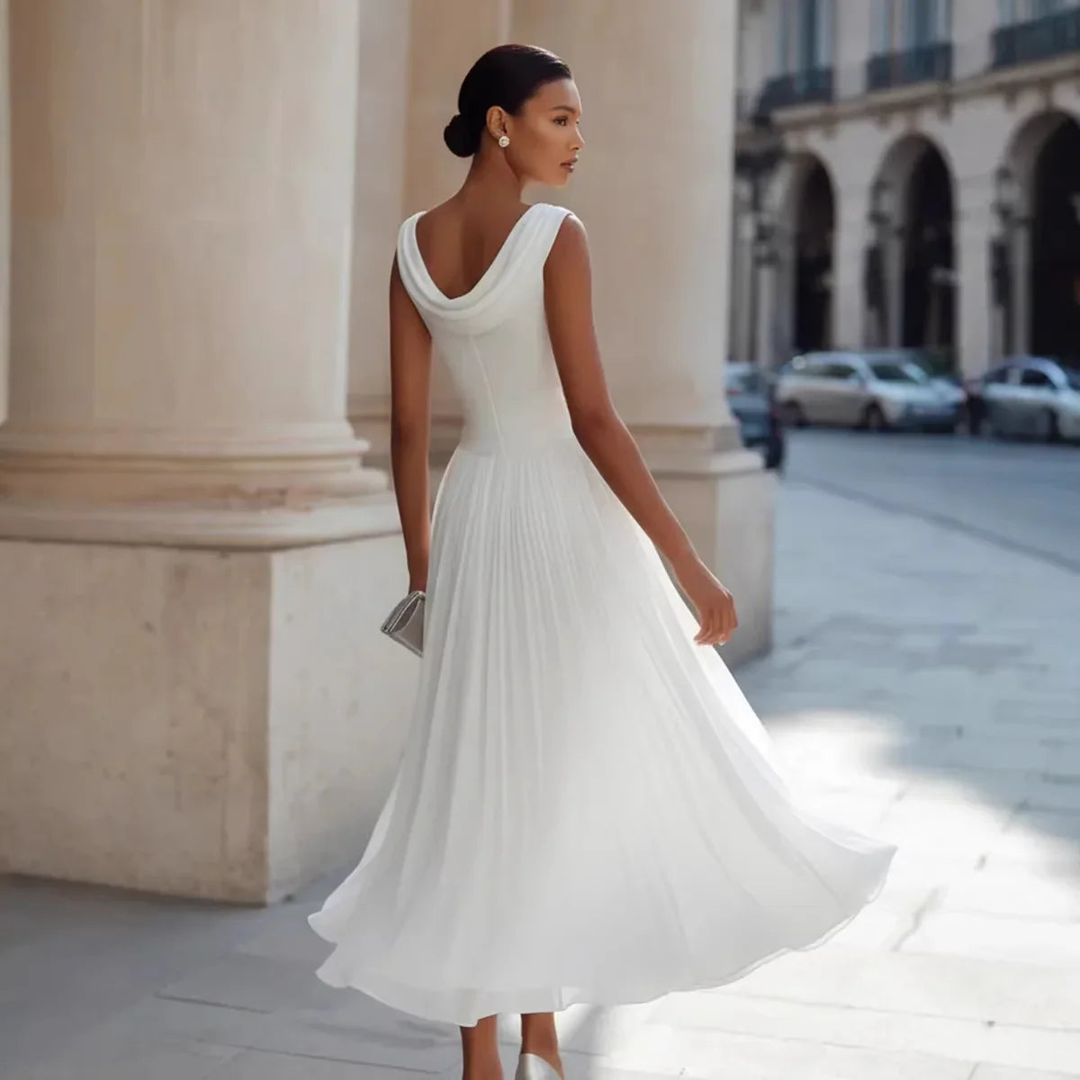 Brenda Flowing Pleated Midi Dress