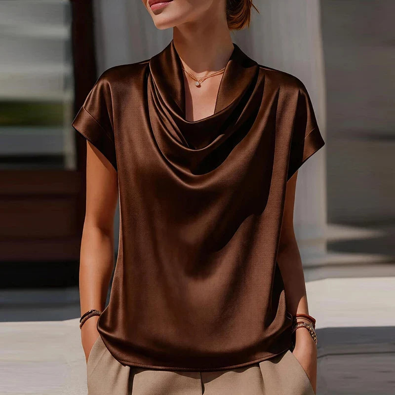 Naina Draped Cowl Neck Blouse
