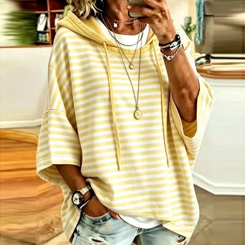 Quince Striped Hooded Pullover
