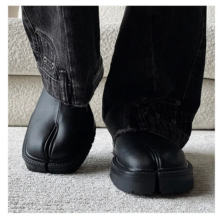 Obsidian Men's Classic Leather Tabi Loafers