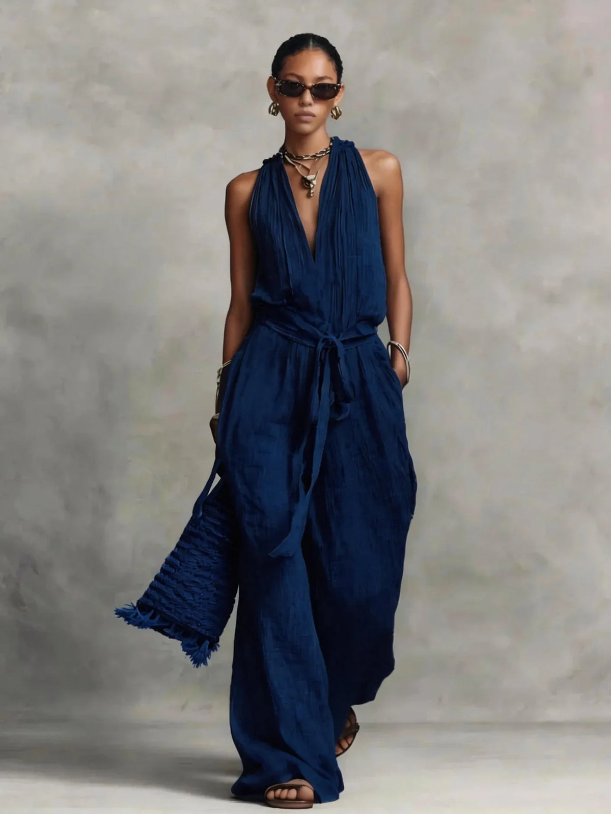 Carter Front Tie Wide Leg Jumpsuit