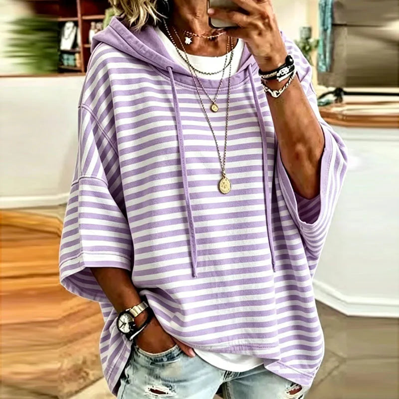 Quince Striped Hooded Pullover