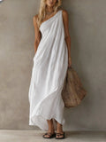 Lilly One Shoulder Linen Maxi Dress
