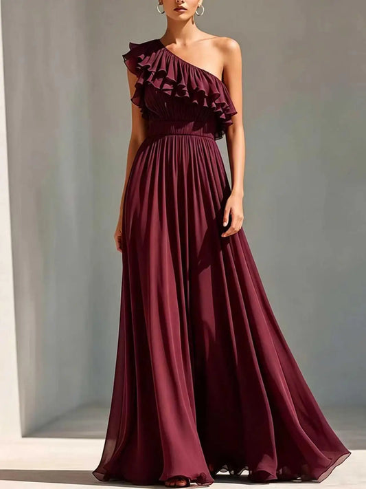 Monroe One Shoulder Pleated Wedding Guest Dress