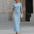 Leona Pleated Waist Bodycon Midi Dress