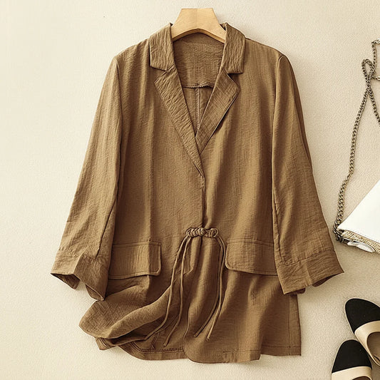 Sienna Drawstring Linen Blazer