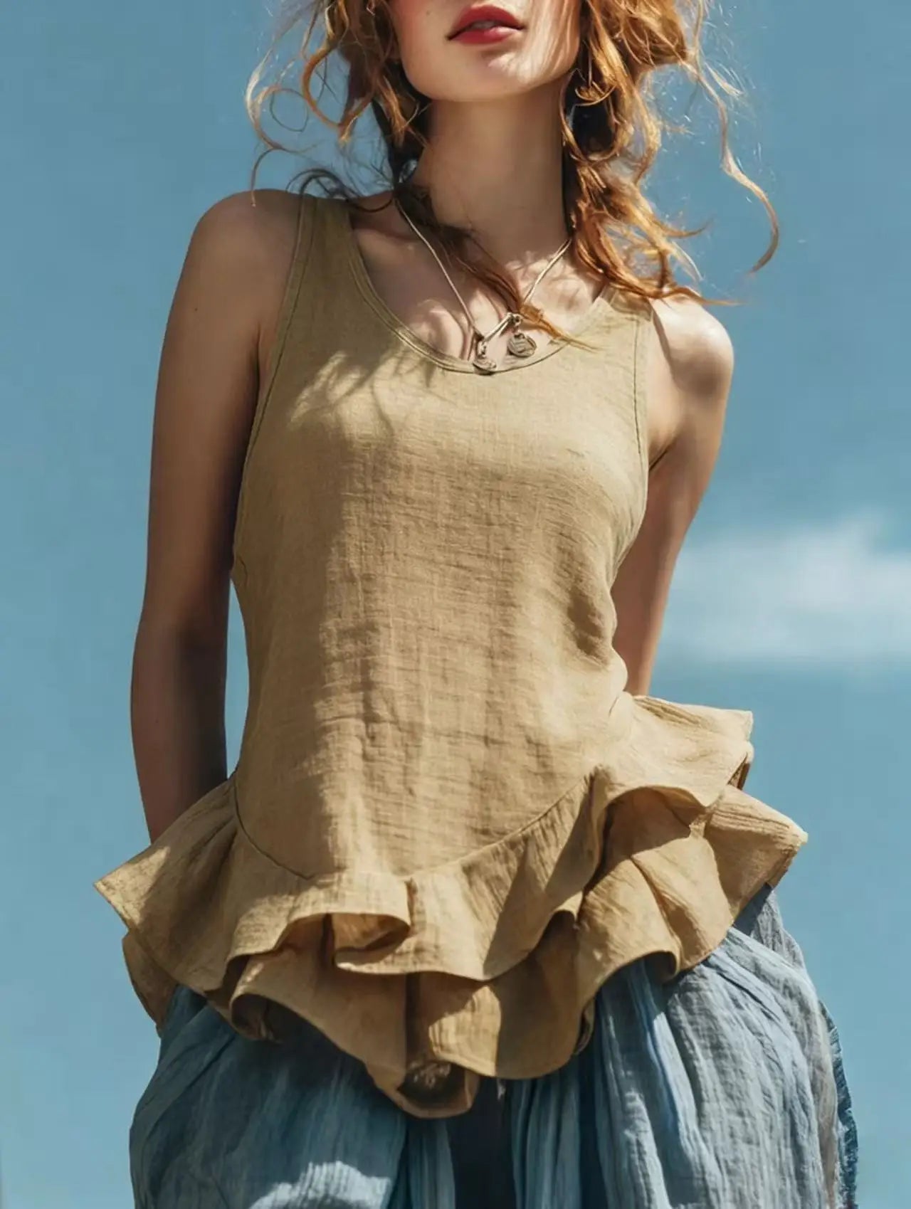 Chiara Ruffle Hem Tank Top