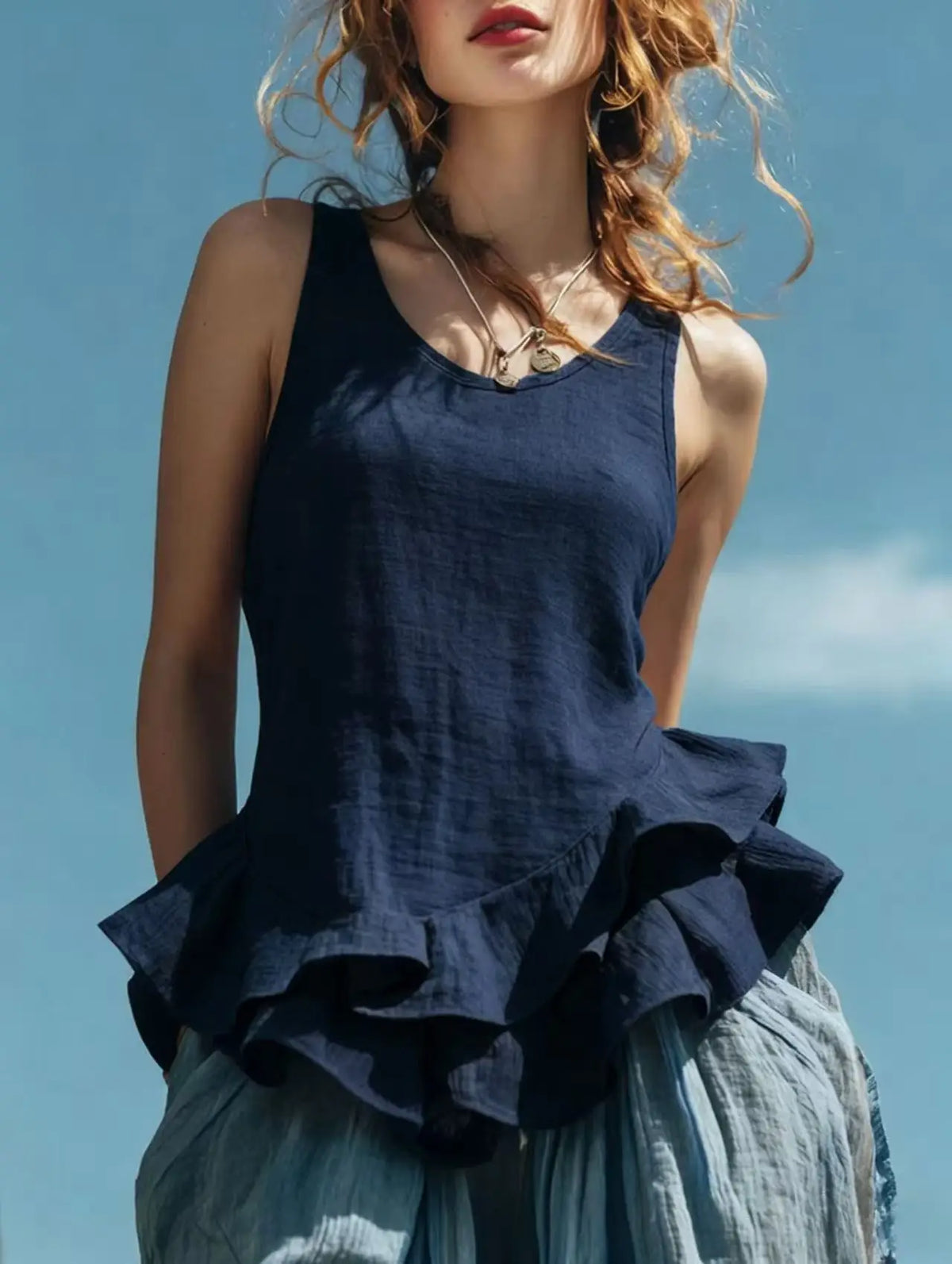 Chiara Ruffle Hem Tank Top