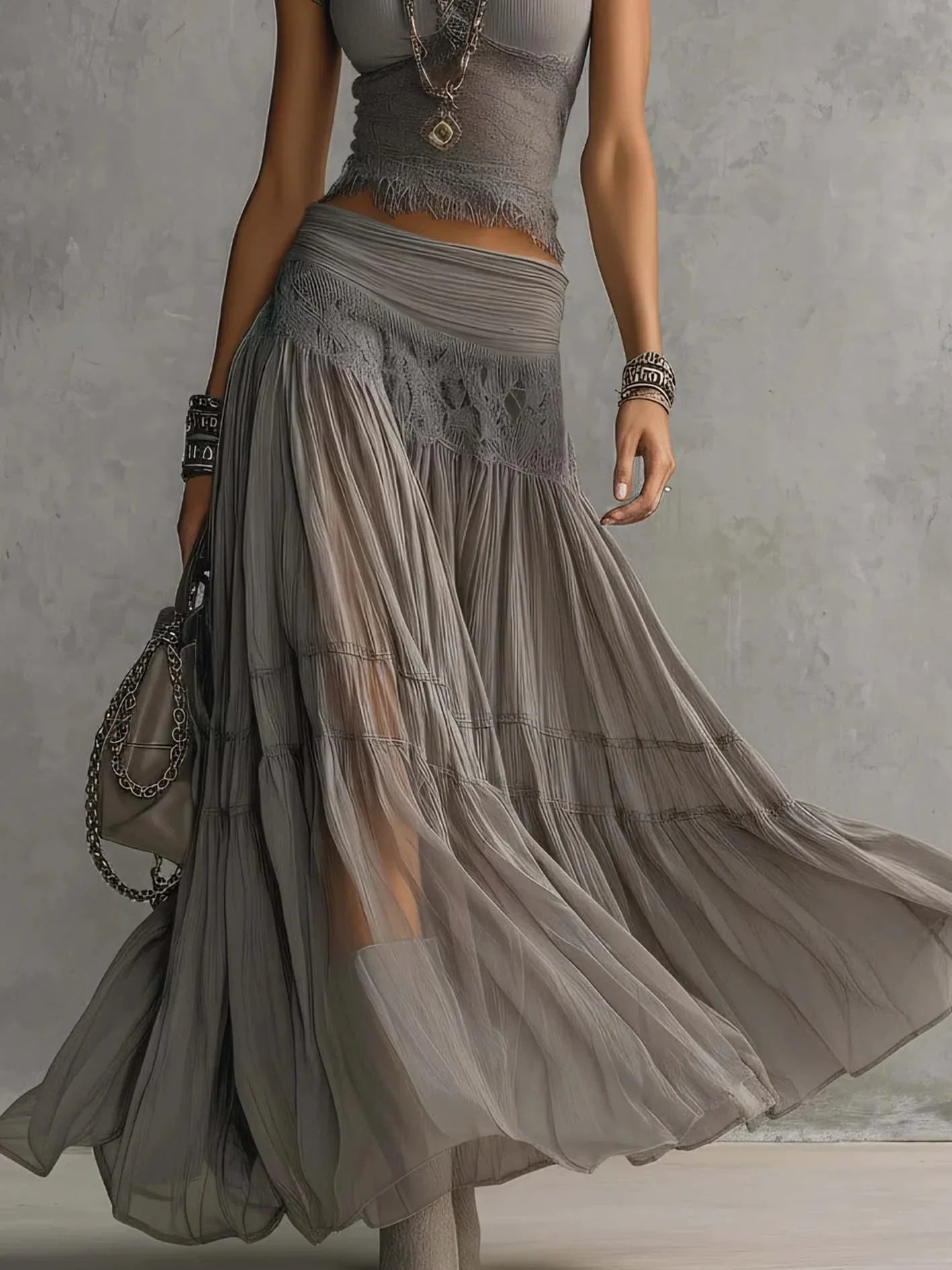 Zareena Chiffon Maxi Skirt Set