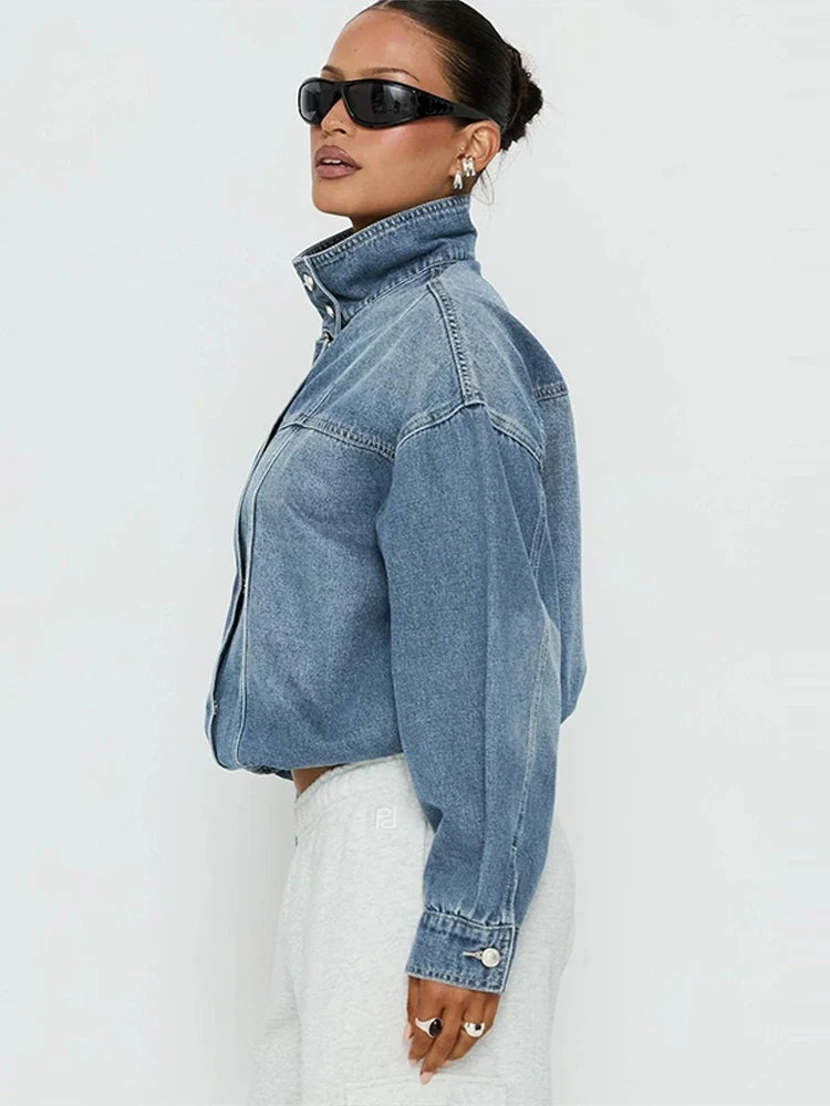 Orlinda Cropped Denim Jacket