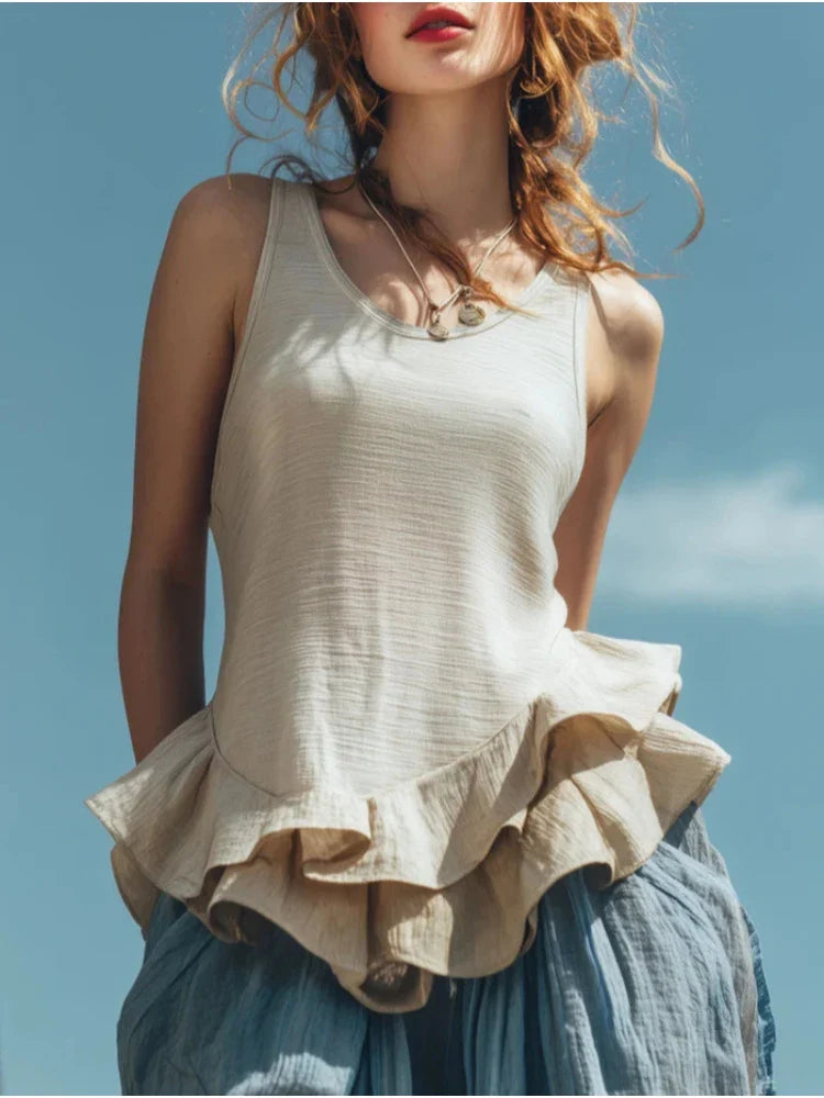 Chiara Ruffle Hem Tank Top