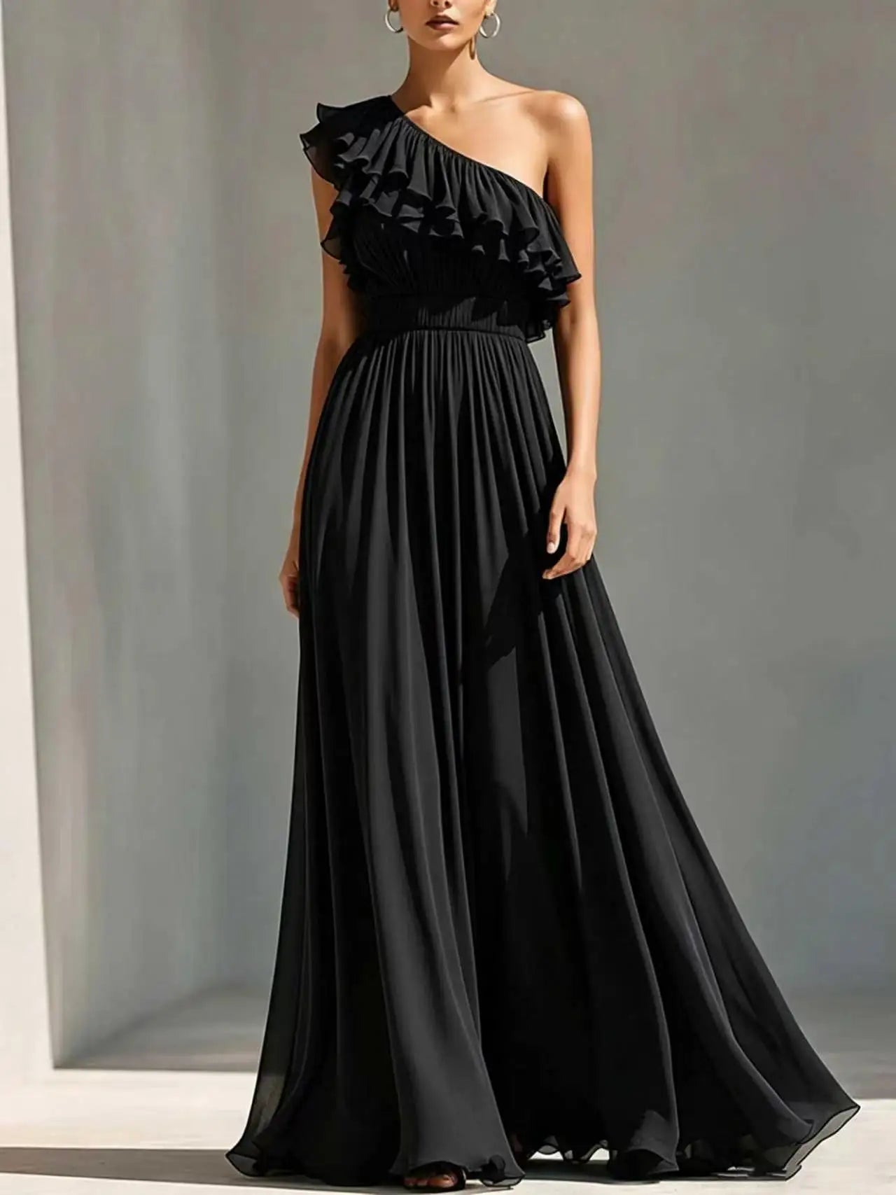 Monroe One Shoulder Pleated Wedding Guest Dress