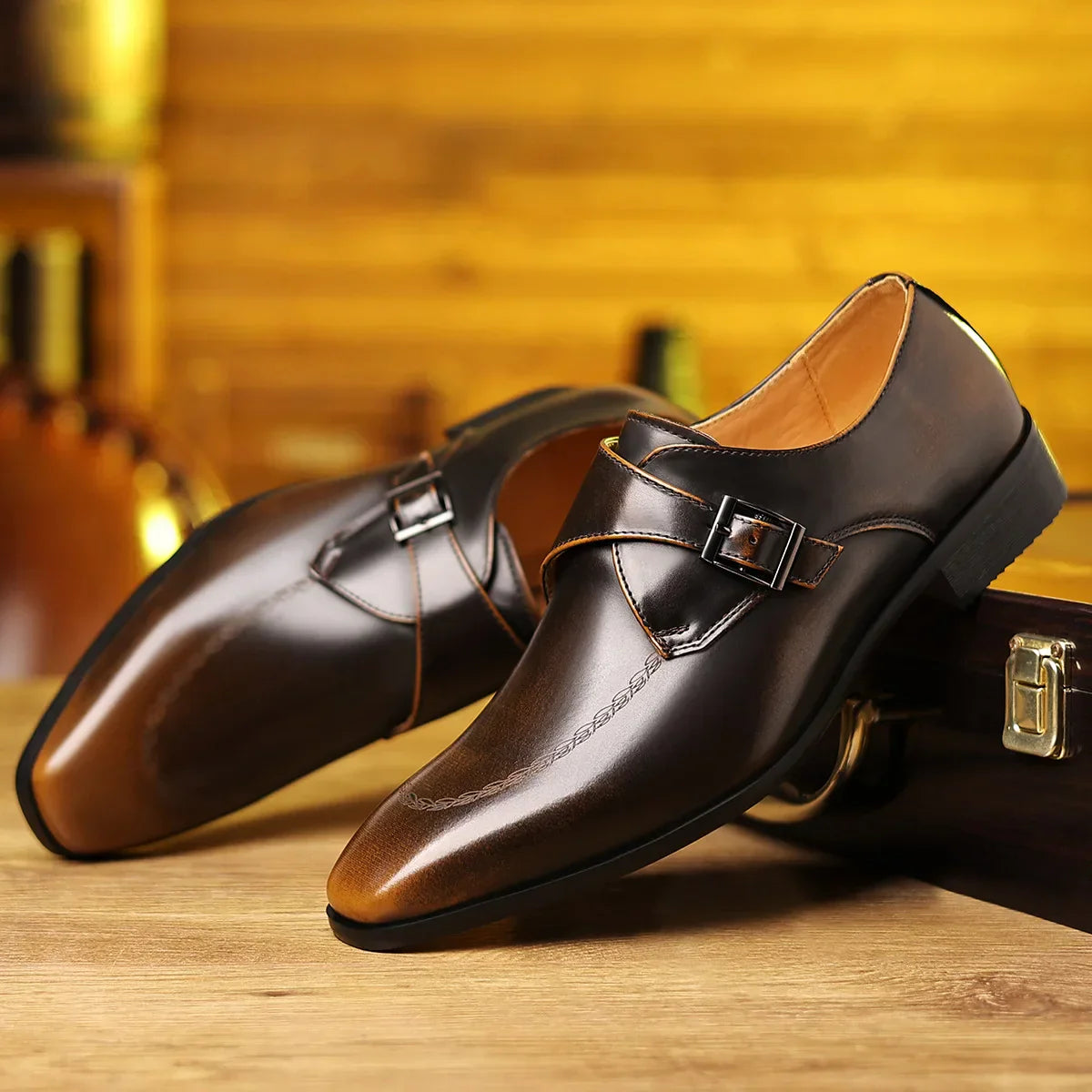 Atlas Leather Monk Strap Loafers