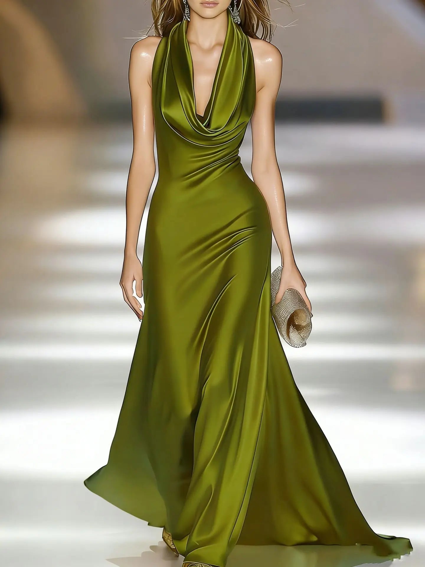 Victoria Satin Halter Maxi Dress