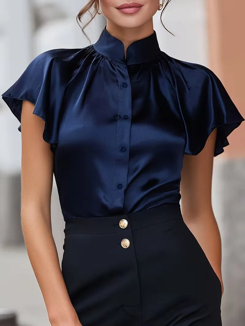 Juliana Satin Ruffle Blouse