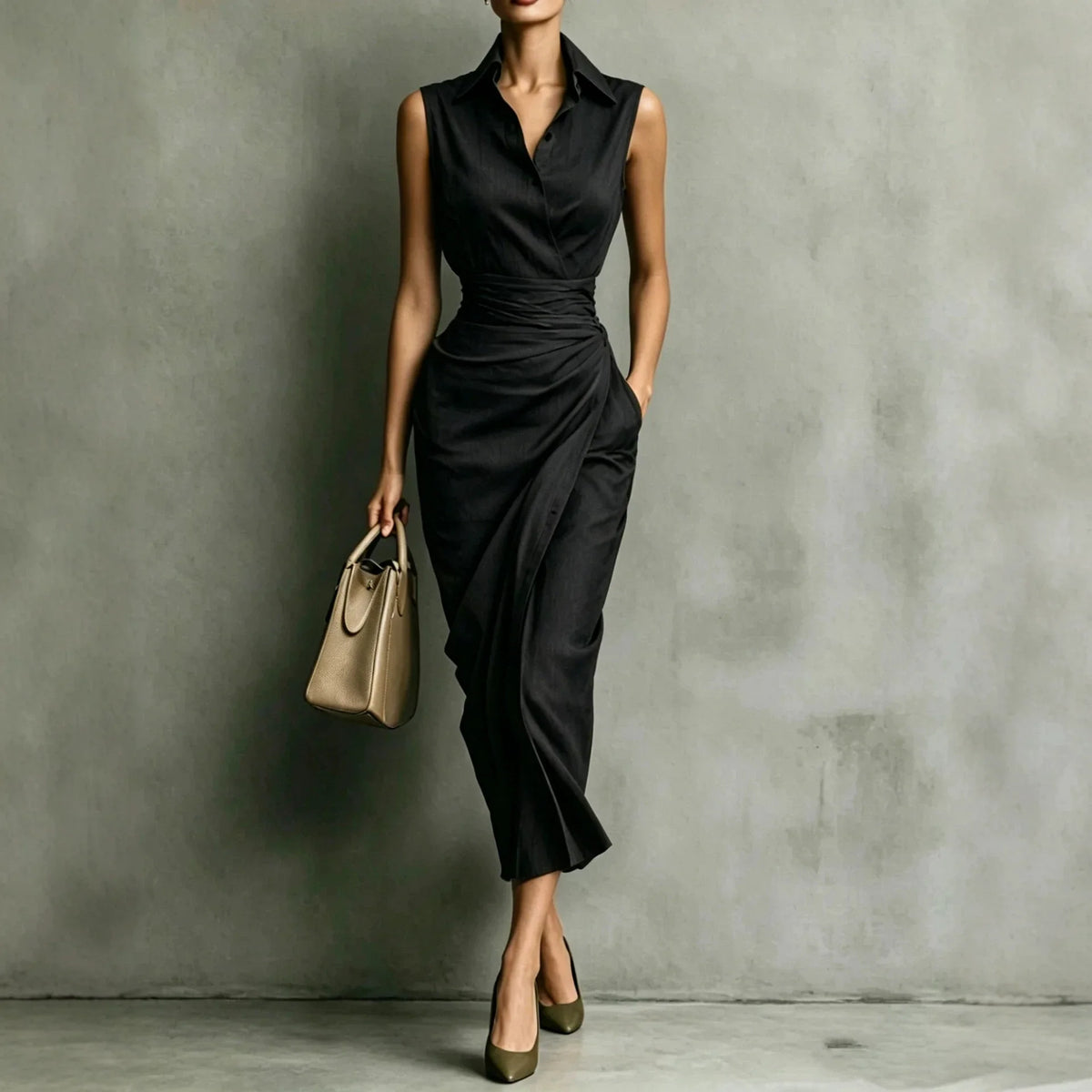 Dalphia Cinched Waist Midi Dress