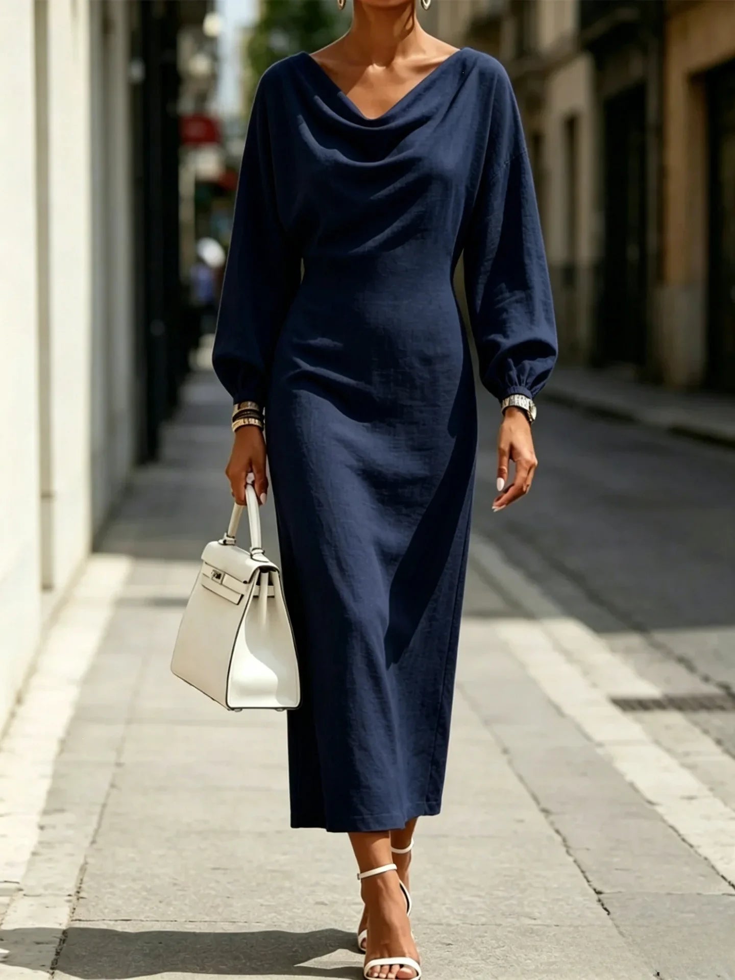 Elodie Cowl Neck Midi Dress