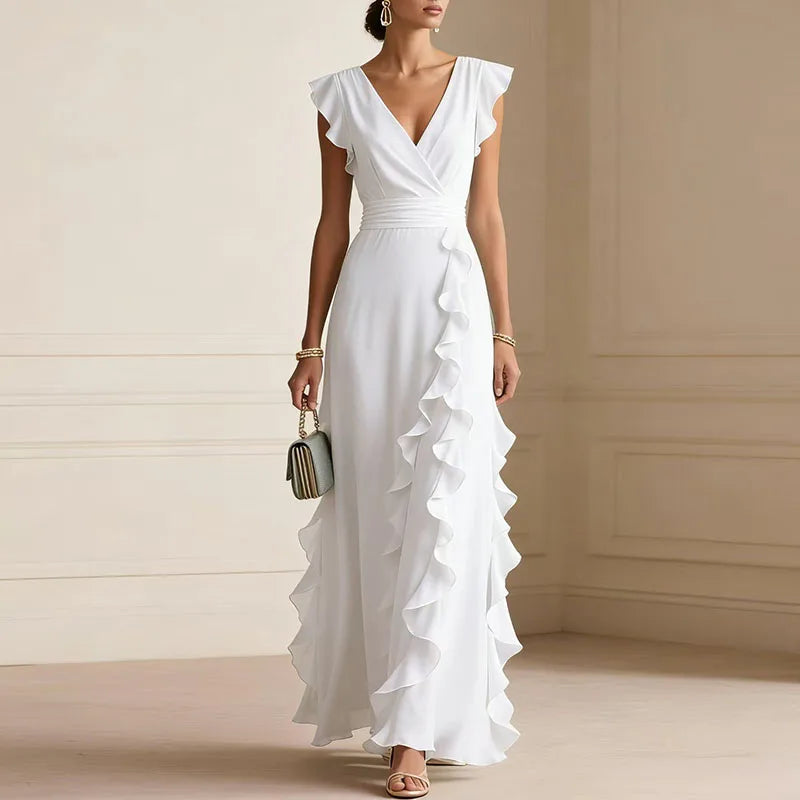 Camille Ruffle Trim Maxi Dress