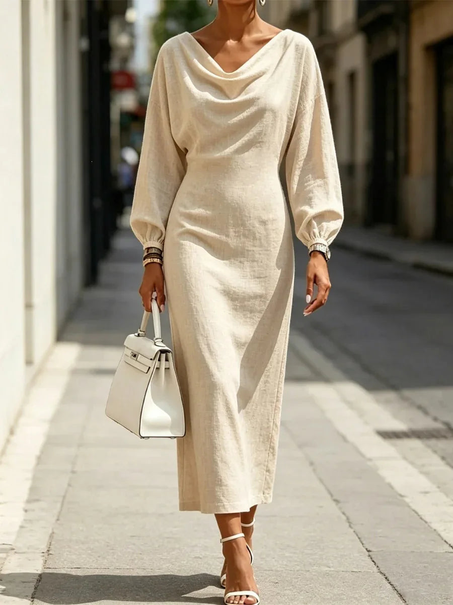 Elodie Cowl Neck Midi Dress