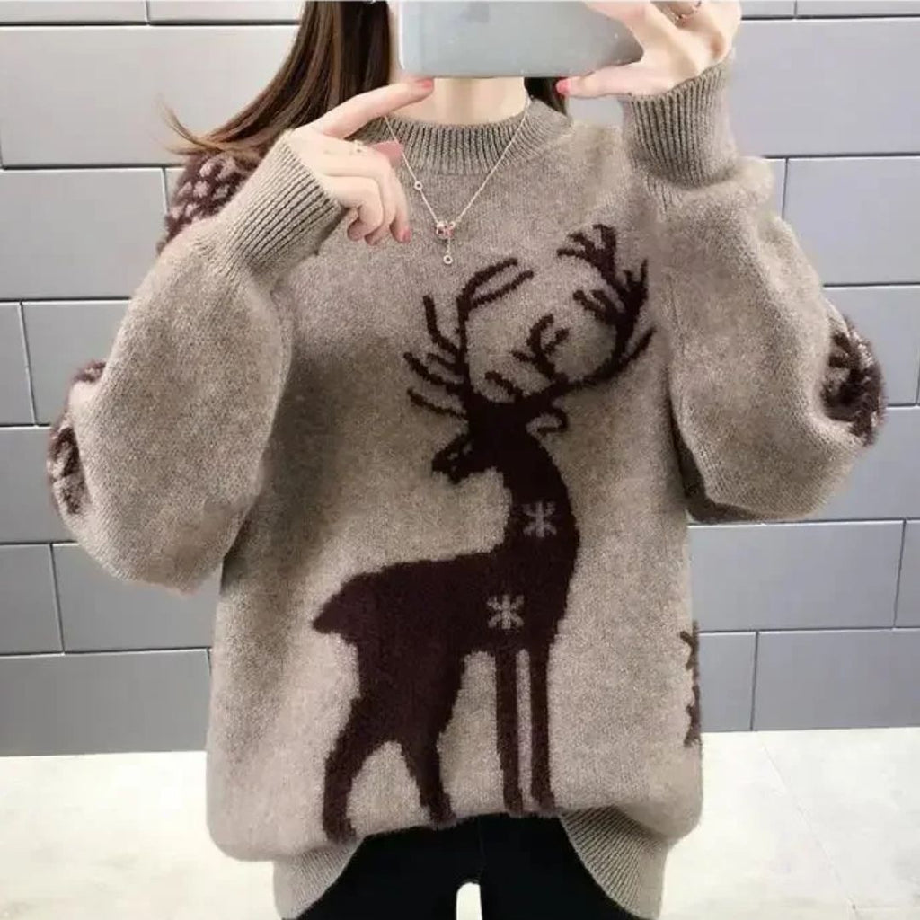 Claire Women's Reindeer Knit Christmas Sweater