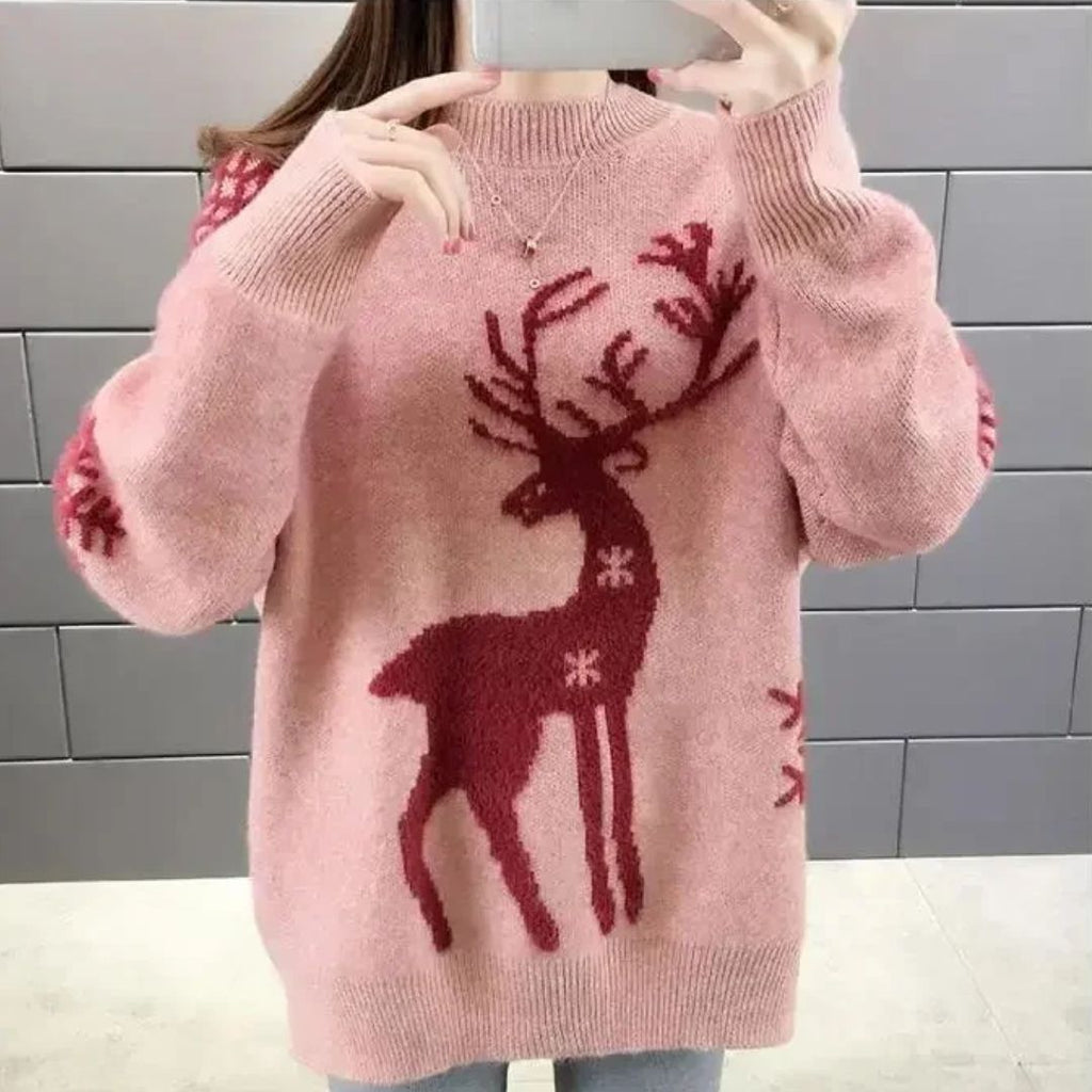 Claire Women's Reindeer Knit Christmas Sweater