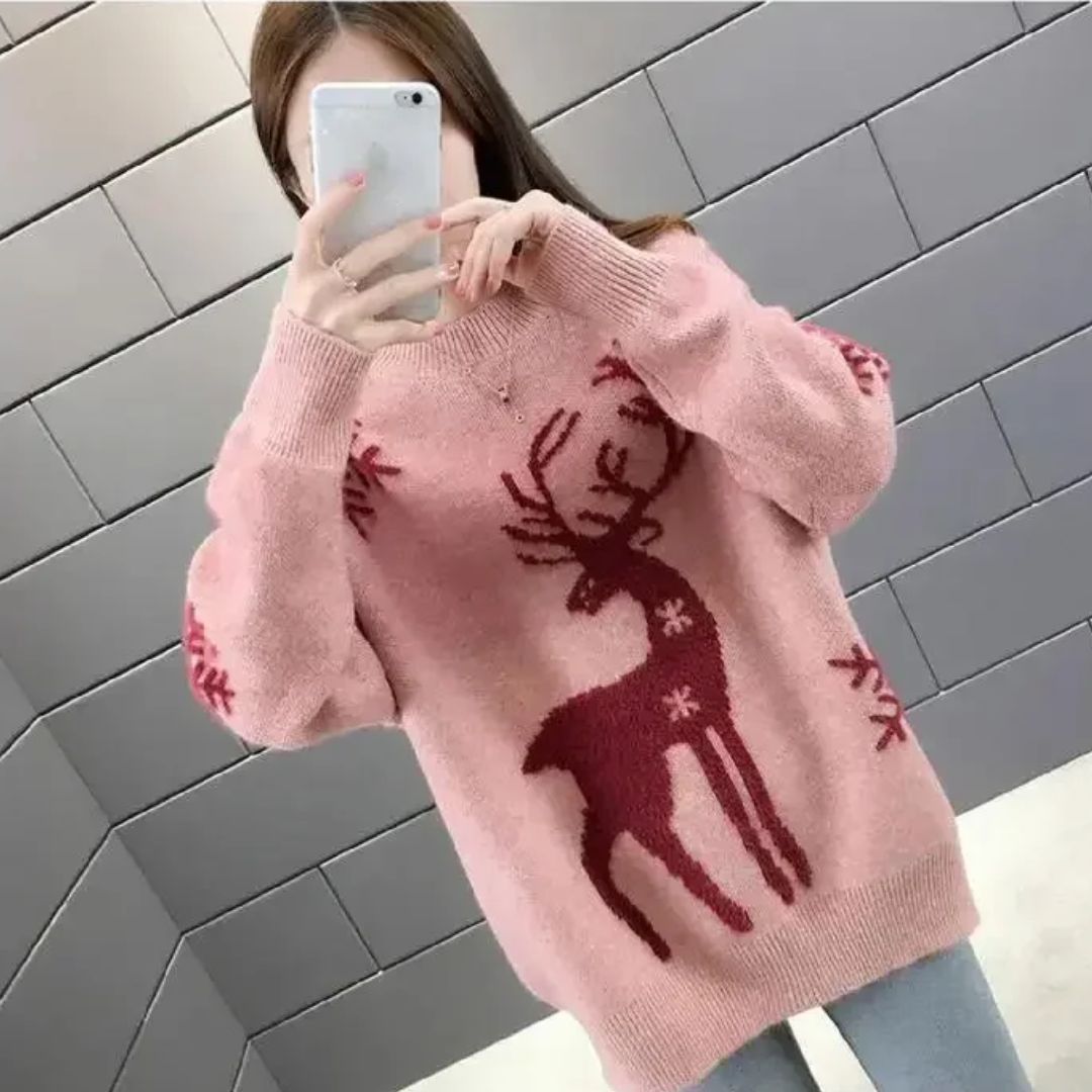 Claire Women's Reindeer Knit Christmas Sweater