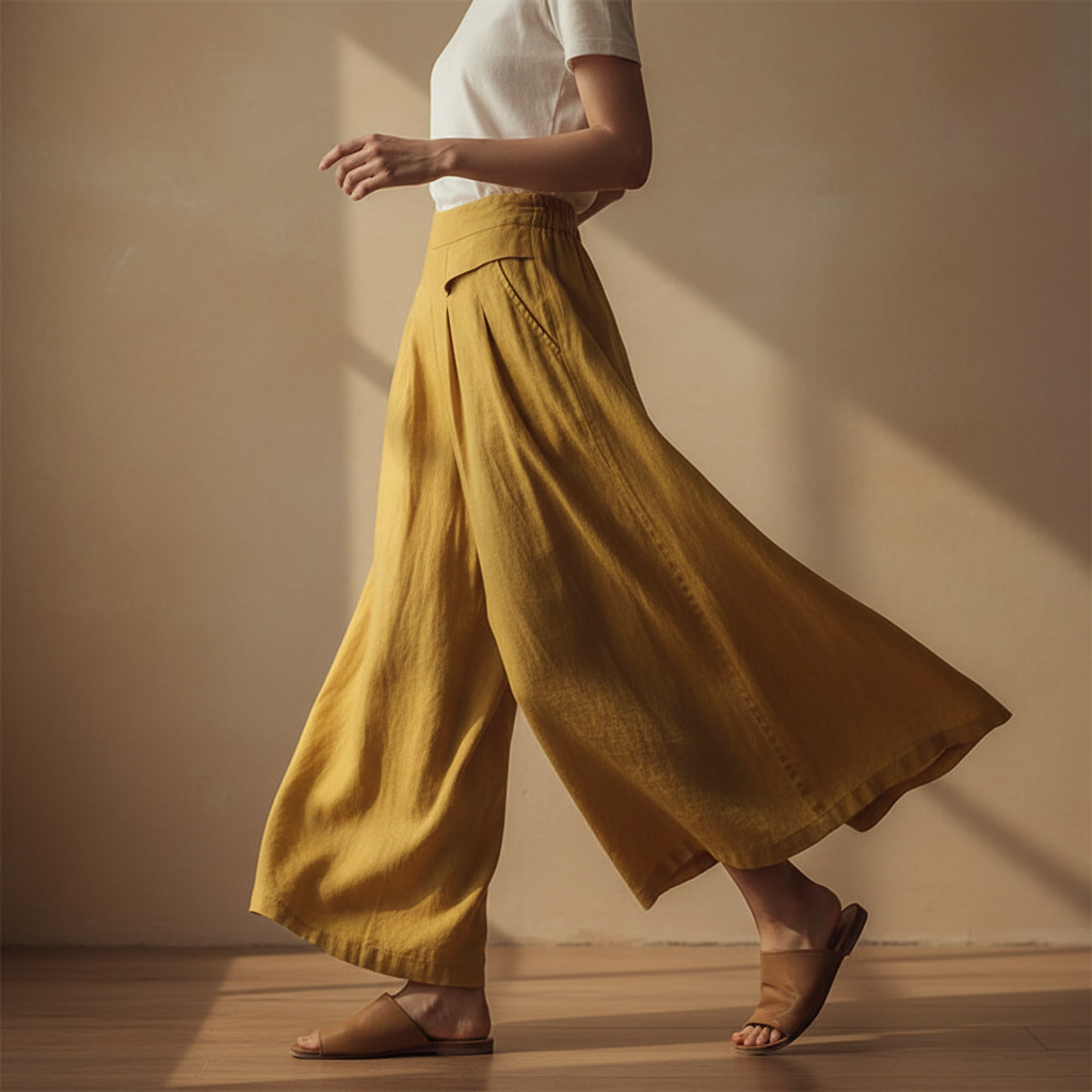 Viora Cotton Linen Wide Leg Pants