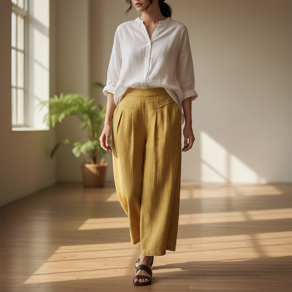 Viora Cotton Linen Wide Leg Pants