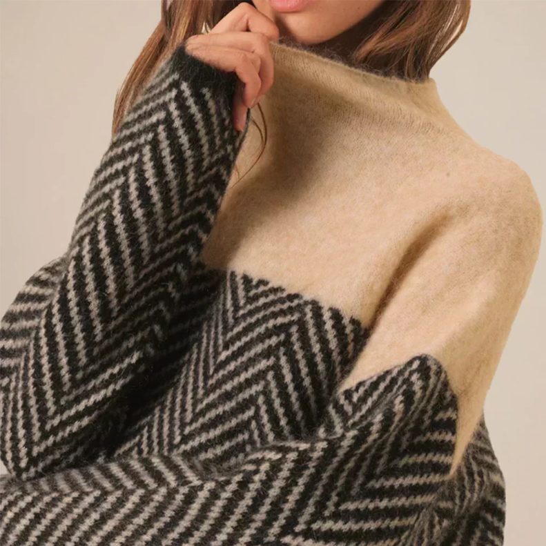 Liora Herringbone Knit Sweater