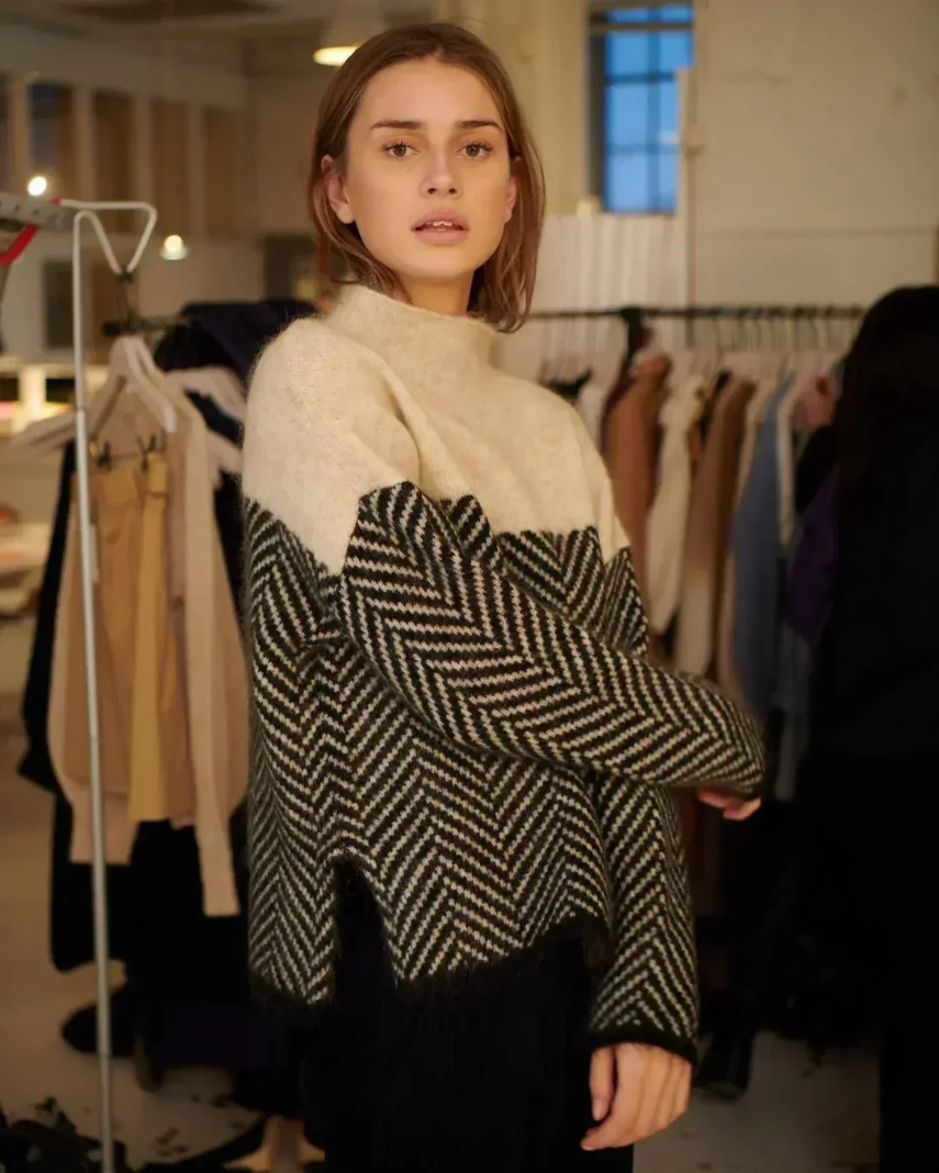 Liora Herringbone Knit Sweater